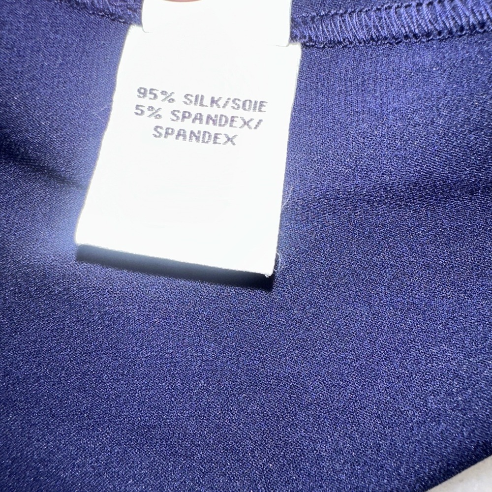 Diane Von Furstenberg Davin Silk Jumpsuit Size 14 Navy Tie Waist Wide Leg Halter - Picture 11 of 12